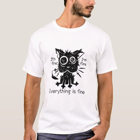 シャギーキャットTシャツ 面白いデザイン Tシャツ (正面)