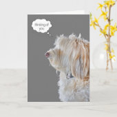 シャギープードルポートレート考えズオブユー カード (黄色い花)