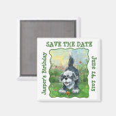 シャギー羊犬パーティーセンター Save the Date マグネット (正面/裏面)