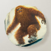 シャギーBigfootスノーボーディングAIイエティ雪の斜面 ラウンドクッション (裏面)