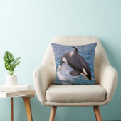 シャククジラが水から飛び出す クッション (椅子)