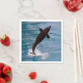 シャククジラが水から飛び出す スタンダードカクテルナプキン (インサイチュ)