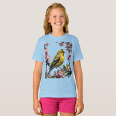 シャクナゲに囲まれたアメリカの金魚 Tシャツ (正面フル)