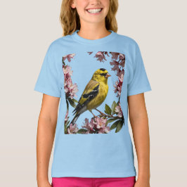 シャクナゲに囲まれたアメリカコマツグミ Tシャツ
