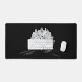 シャクナゲのモノクロ写真 デスクマット (キーボード&マウス)