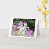 シャクナゲの白うさぎ カード (黄色い花)