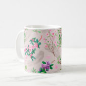 シャクナゲの花とフィアで繊細な模様 コーヒーマグカップ (正面左)