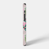 シャクナゲの花と羽根の繊細な模様 iPhoneケース (左側面)