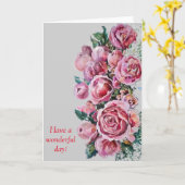 シャクヤクおよびバラの挨拶状 カード (黄色い花)