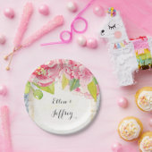 シャクヤクとのBohoの花のブライダルシャワーか結婚式 ペーパープレート (パーティー)