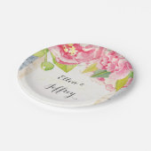 シャクヤクとのBohoの花のブライダルシャワーか結婚式 ペーパープレート (アングル)