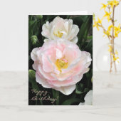 シャクヤクによってはチューリップのバースデー・カードが開花しました カード (黄色い花)