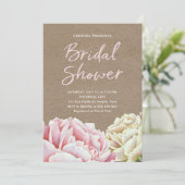 シャクヤクのブライダルシャワーの赤面のピンクの紙のクラフトの一見 招待状 (スタンド正面)