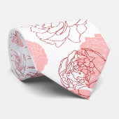 シャクヤクのモチーフのタイ ネクタイ (ロール)