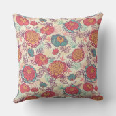 シャクヤクの花および葉パターン クッション (裏面)