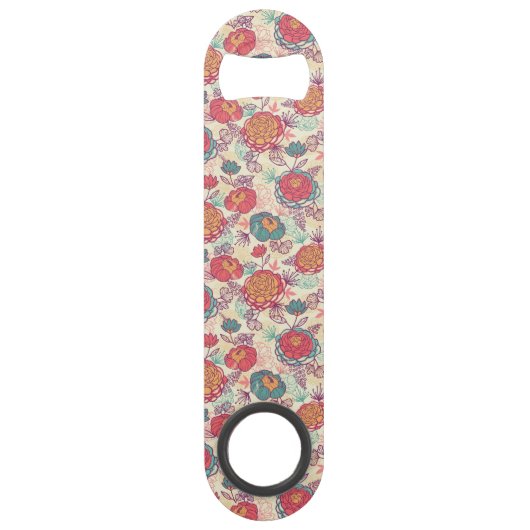 シャクヤクの花および葉パターン スピード栓抜き (正面)