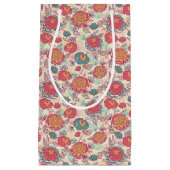 シャクヤクの花および葉パターン スモールペーパーバッグ (正面)