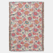 シャクヤクの花および葉パターン スローブランケット (正面縦)