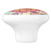 シャクヤクの花および葉パターン セラミックノブ (側面)