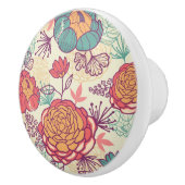 シャクヤクの花および葉パターン セラミックノブ (右)