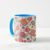 シャクヤクの花および葉パターン マグカップ (正面左)