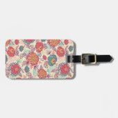 シャクヤクの花および葉パターン ラゲッジタグ (正面横)