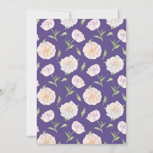 シャクヤクの花のすみれ色のPupleの結婚式招待状 招待状 (裏面)