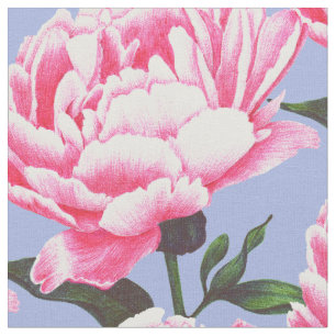 シャクヤクの花のイラストレーションのペンのスケッチの生地 ファブリック