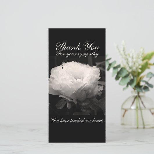 シャクヤクの花の写真の悔やみや弔慰は写真カード感謝していしています サンキューカード (スタンド正面)