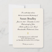 シャクヤクの花の写真1つの葬儀の発表 招待状 (裏面)