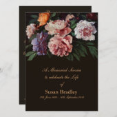 シャクヤクの花の絵画1つの葬儀の発表 招待状 (正面/裏面)