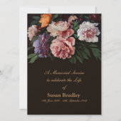 シャクヤクの花の絵画1つの葬儀の発表 招待状 (正面)