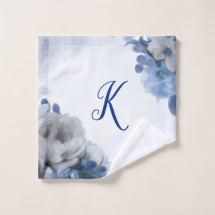 シャクヤクの花束-青及び灰色-最初のWashcloth ウォッシュタオル