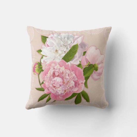 シャクヤクの花柄の枕 クッション (裏面)