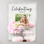 シャクヤクの花 人生の祝い 写真 葬儀 ポスター (正面)