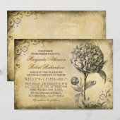 シャクヤクの開花を持つヴィンテージの素朴な結婚式招待状 招待状 (正面/裏面)