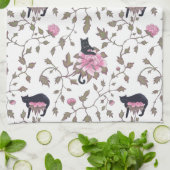 シャクヤクの黒猫によっては-ピンクのパレットが開花します キッチンタオル (折り畳み)