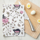 シャクヤクの黒猫によっては-ピンクのパレットが開花します キッチンタオル (四つ折り)