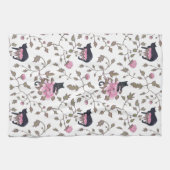 シャクヤクの黒猫によっては-ピンクのパレットが開花します キッチンタオル (横)