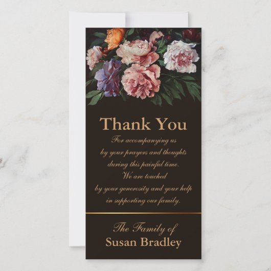 シャクヤクは1悔やみや弔慰一致のスタンプ感謝していしています サンキューカード (正面)