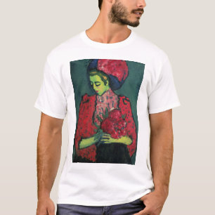 シャクヤクを持つ若い女の子 Tシャツ
