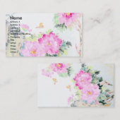 シャクヤク及び蝶または中国のな絵画のデザイン 名刺 (正面/裏面)