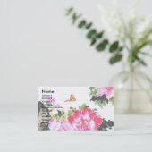 シャクヤク及び蝶または中国のな絵画のデザイン 名刺 (スタンド正面)