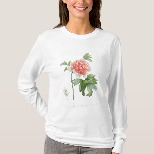 シャクヤク1799年(色の点刻法のプリント) Tシャツ (正面)