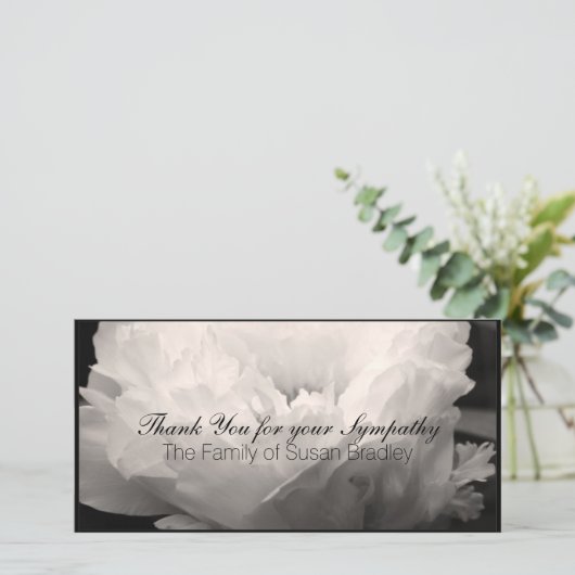 シャクヤク3の悔やみや弔慰は写真カード感謝していしています サンキューカード (スタンド正面)