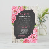 シャクヤク + 樺の木のベビーは振りかけます + おむつのラッフル 招待状 (スタンド正面)