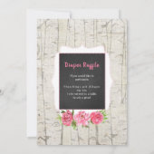 シャクヤク + 樺の木のベビーは振りかけます + おむつのラッフル 招待状 (裏面)