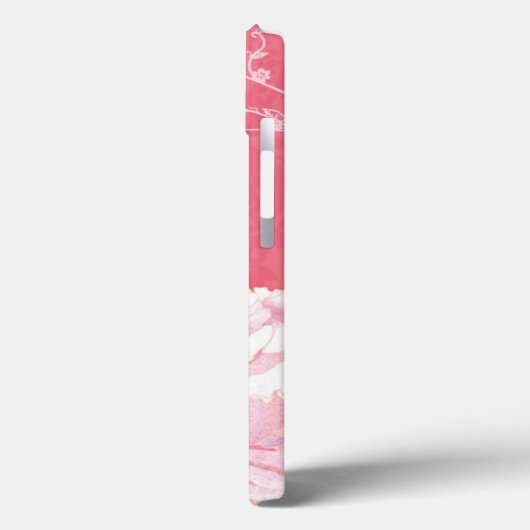 シャクヤク、珊瑚のピンクのダマスク織のモノグラムのなiPadの空気箱 Case-Mate iPhoneケース (裏面 / 左)