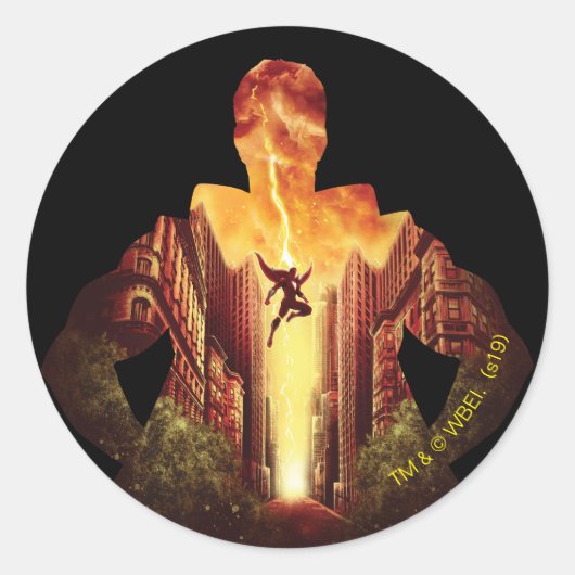 シャザム！ |シャザムサンセットシルエット ラウンドシール (正面)