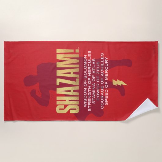 シャザム！神々の怒り |シルエットを曲げる ビーチタオル (正面)